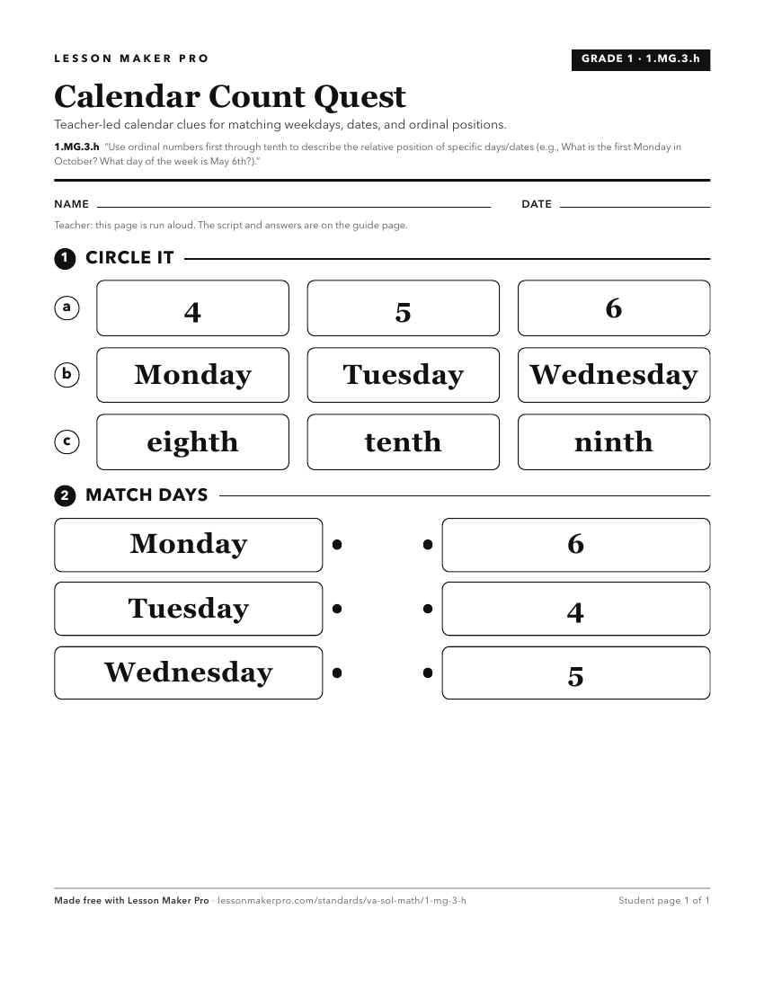 Preview of the 1.MG.3.h printable worksheet