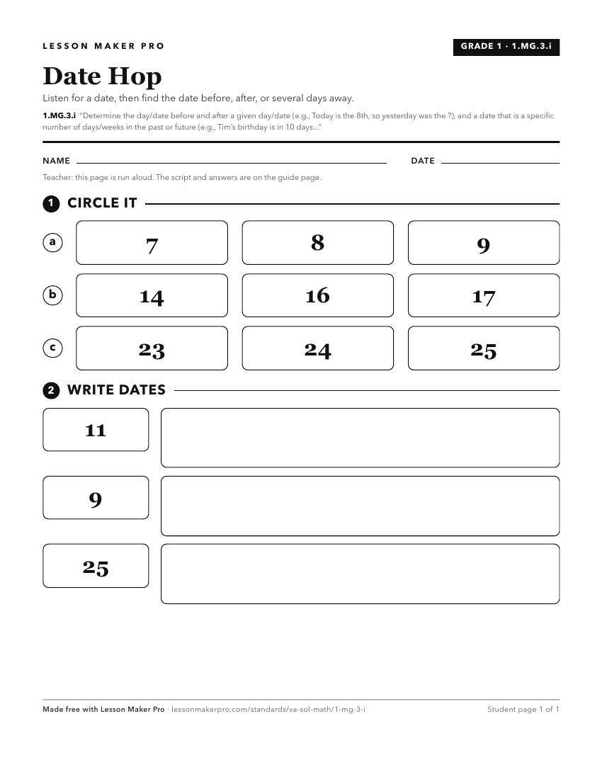 Preview of the 1.MG.3.i printable worksheet