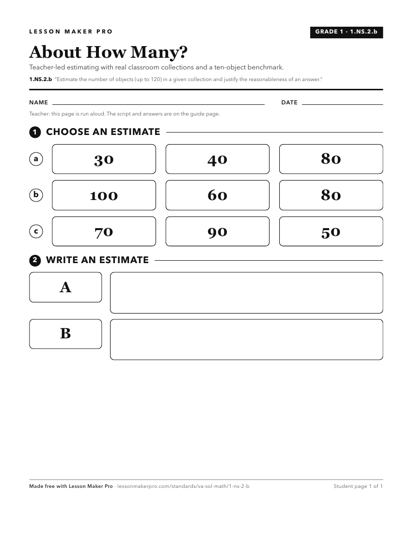 Preview of the 1.NS.2.b printable worksheet
