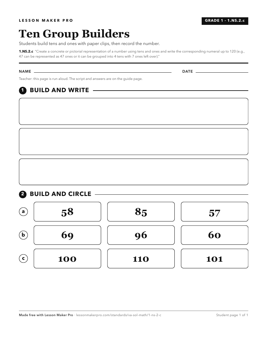 Preview of the 1.NS.2.c printable worksheet