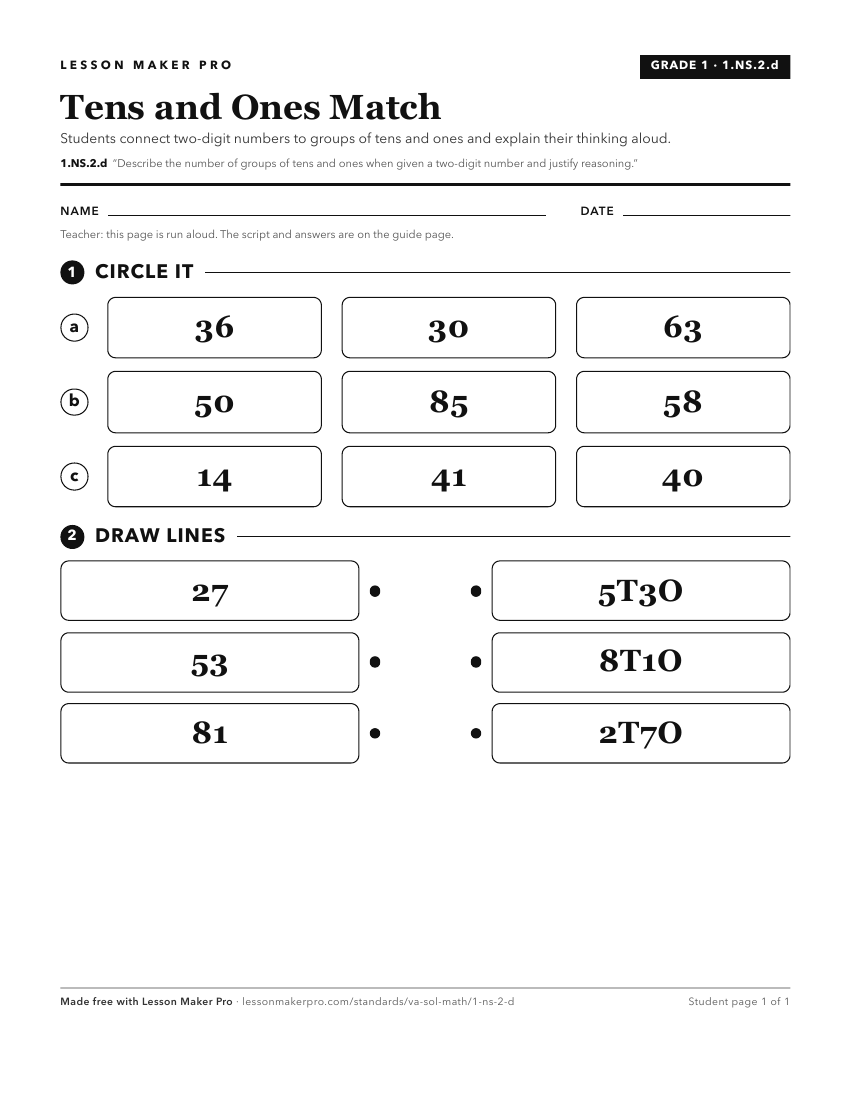 Preview of the 1.NS.2.d printable worksheet