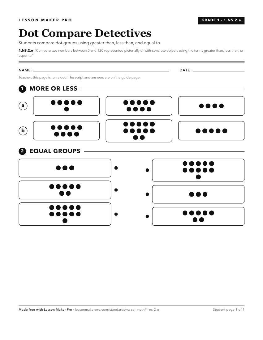 Preview of the 1.NS.2.e printable worksheet