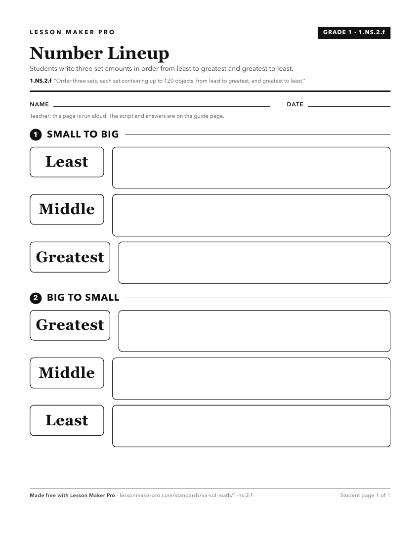 Preview of the 1.NS.2.f printable worksheet