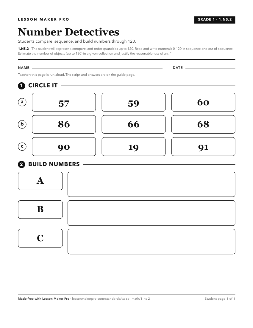 Preview of the 1.NS.2 printable worksheet