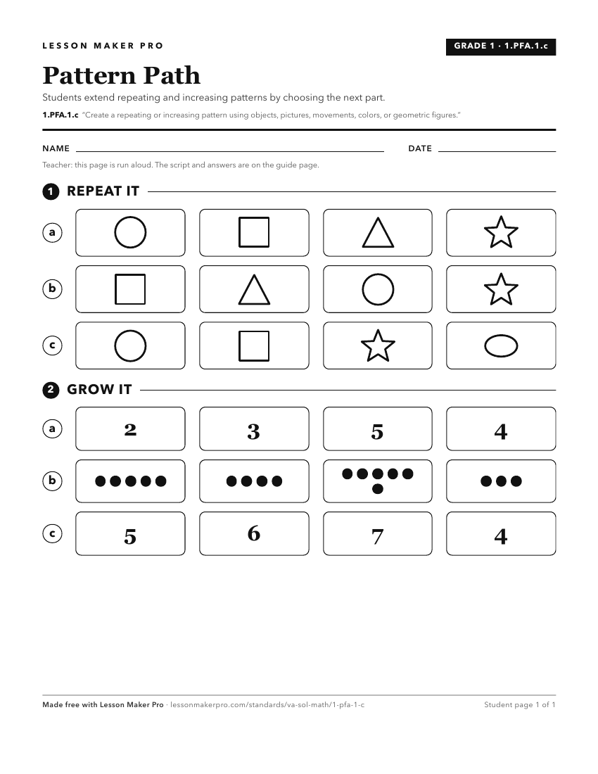 Preview of the 1.PFA.1.c printable worksheet