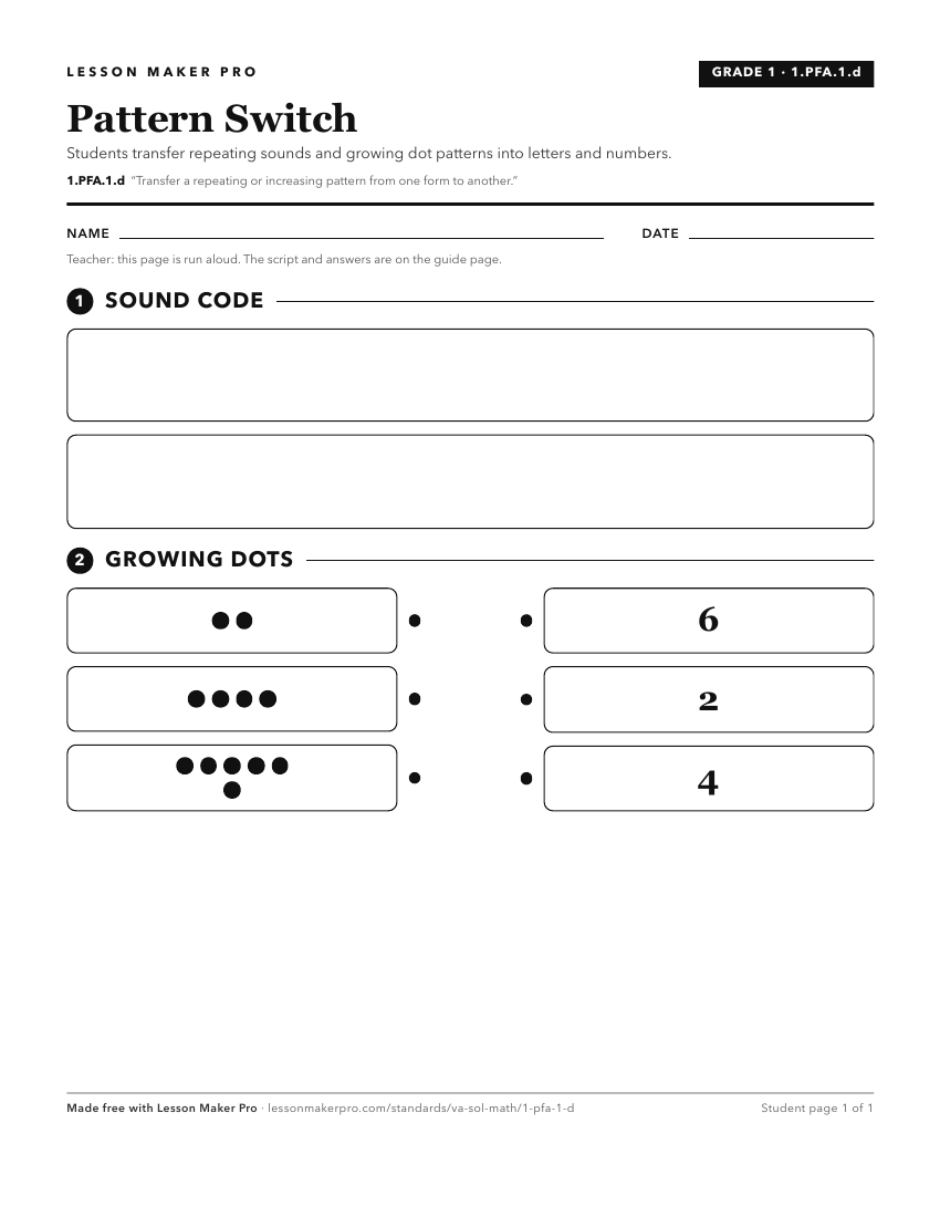Preview of the 1.PFA.1.d printable worksheet