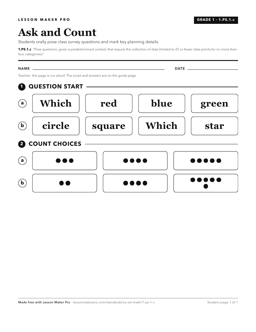 Preview of the 1.PS.1.c printable worksheet