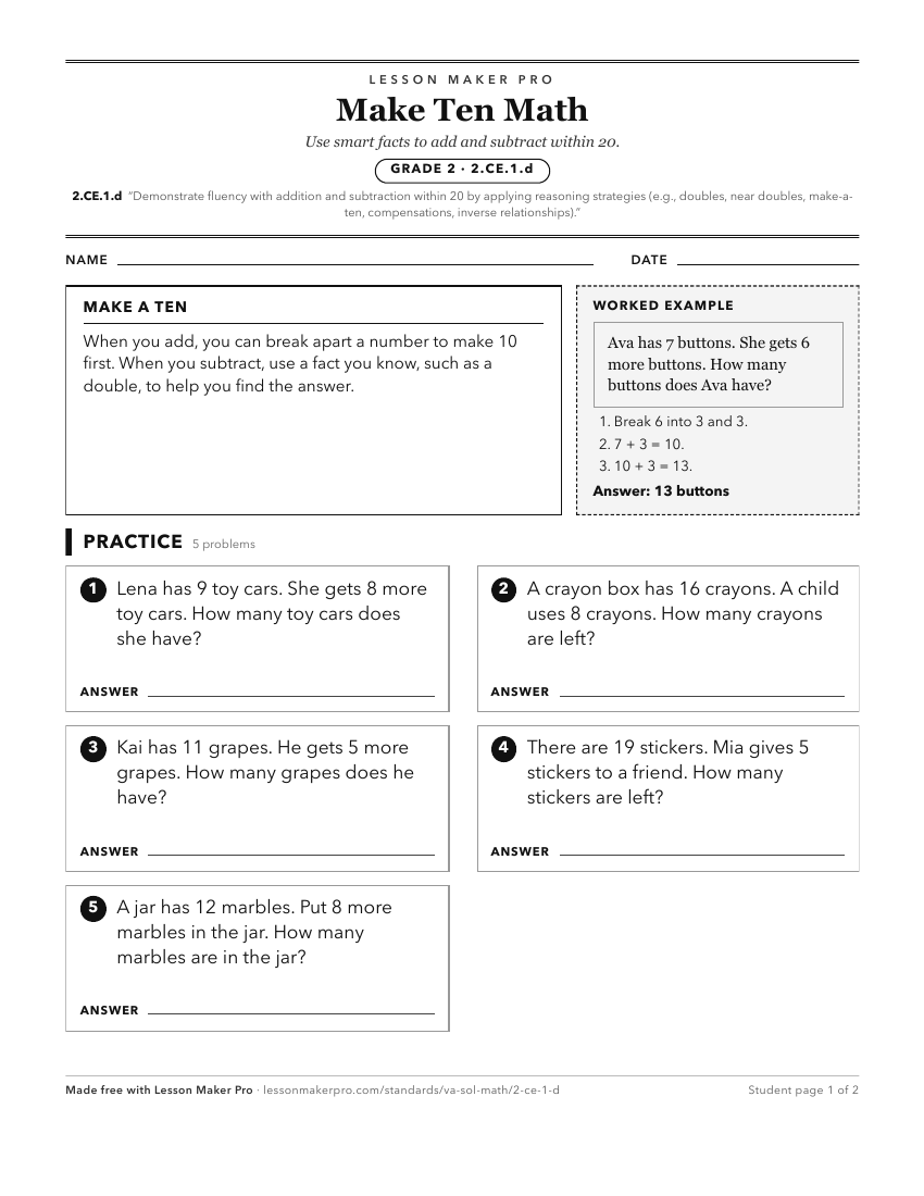 Preview of the 2.CE.1.d printable worksheet