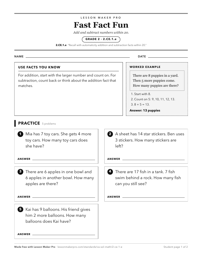 Preview of the 2.CE.1.e printable worksheet