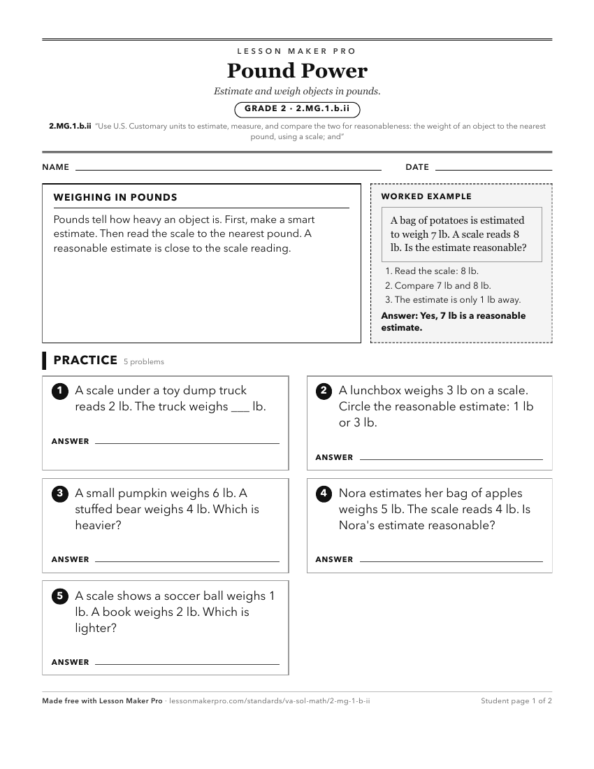 Preview of the 2.MG.1.b.ii printable worksheet
