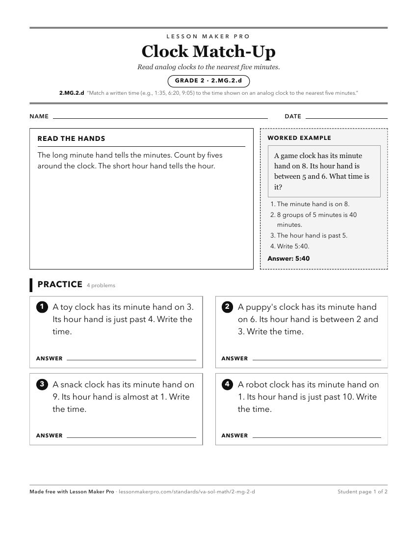 Preview of the 2.MG.2.d printable worksheet