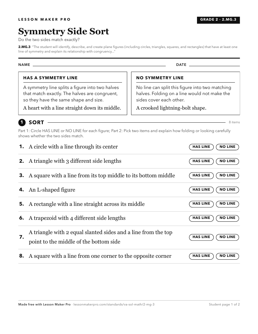 Preview of the 2.MG.3 printable worksheet