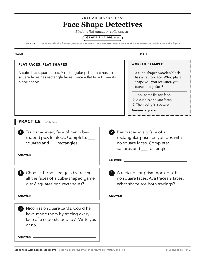 Preview of the 2.MG.4.a printable worksheet