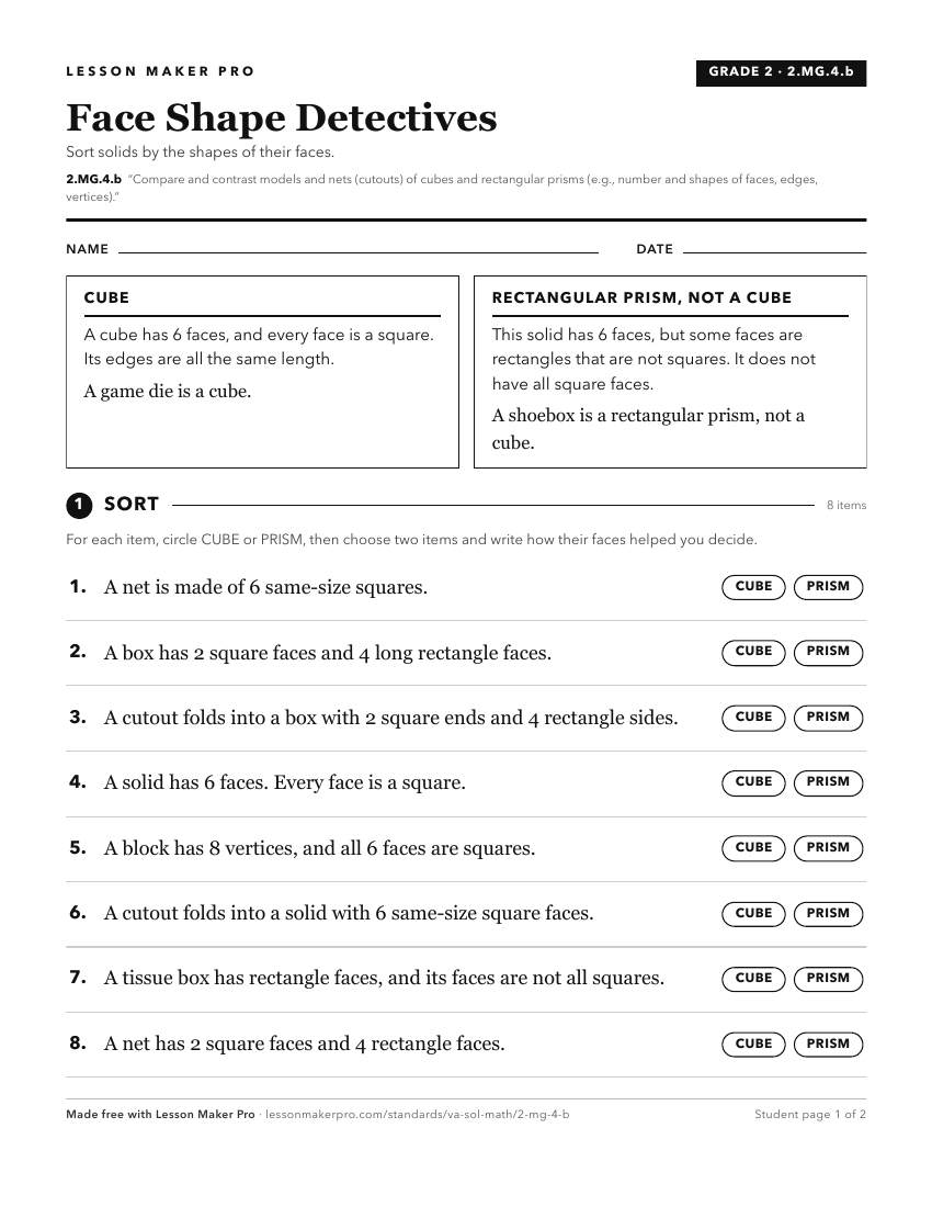 Preview of the 2.MG.4.b printable worksheet
