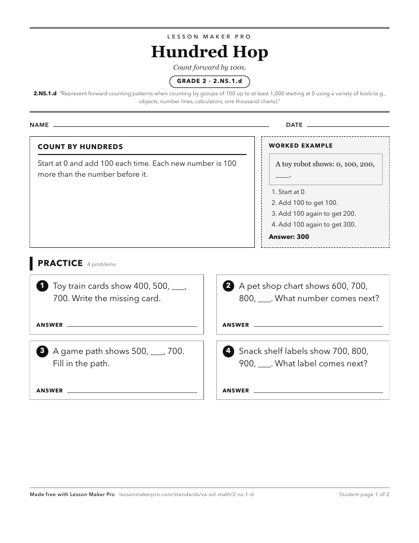 Preview of the 2.NS.1.d printable worksheet
