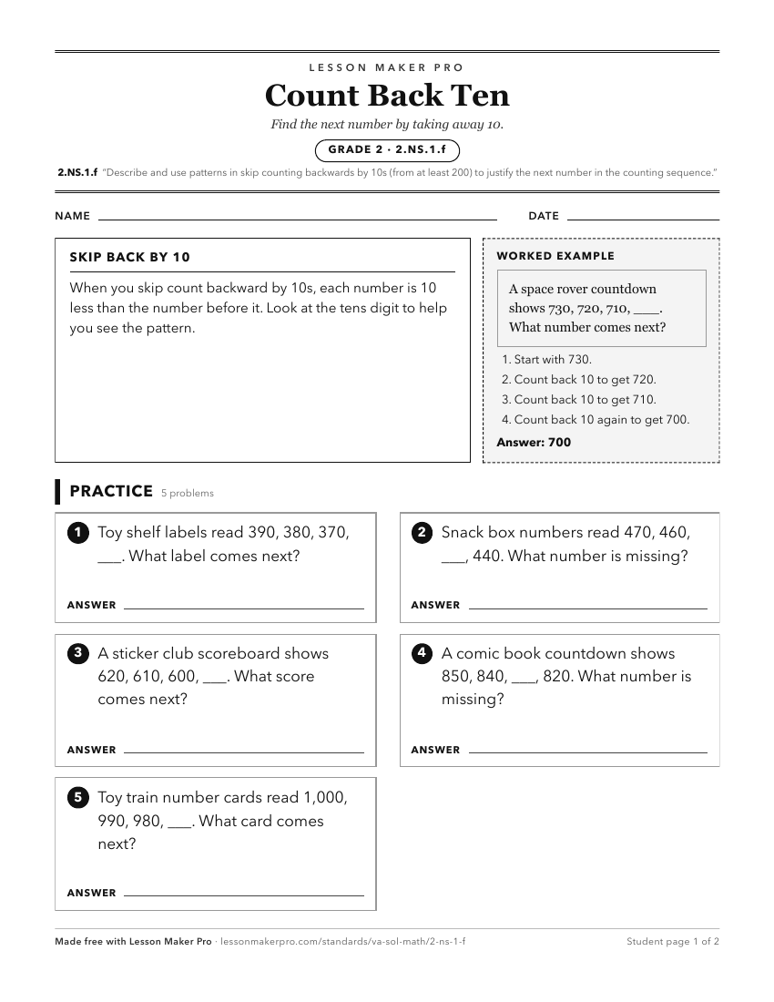 Preview of the 2.NS.1.f printable worksheet