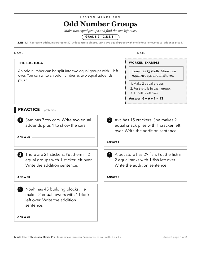 Preview of the 2.NS.1.i printable worksheet