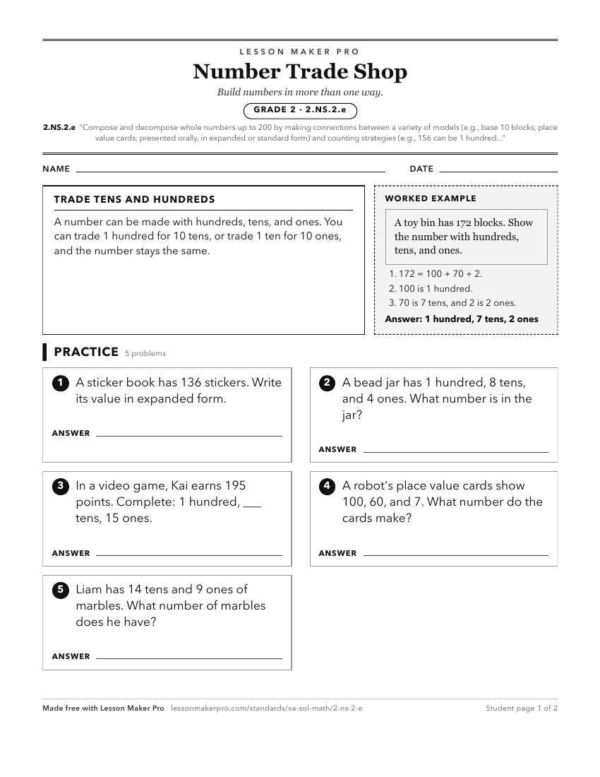 Preview of the 2.NS.2.e printable worksheet