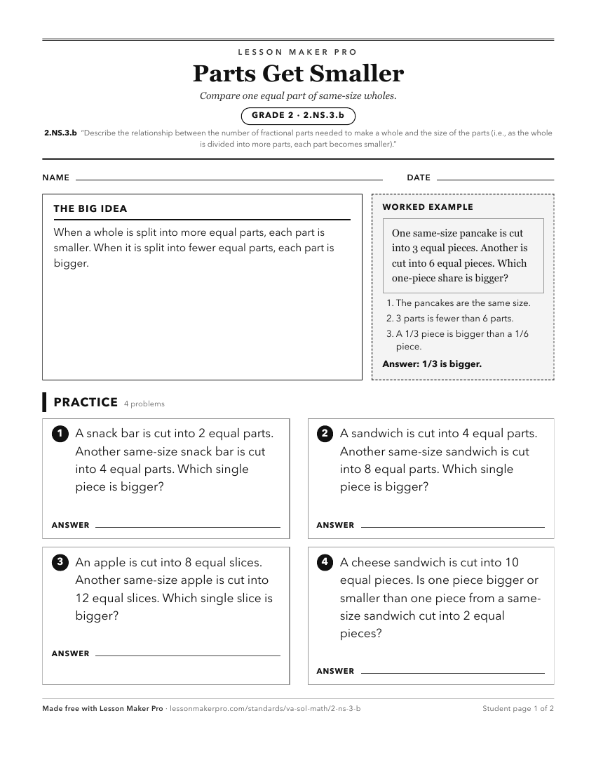 Preview of the 2.NS.3.b printable worksheet