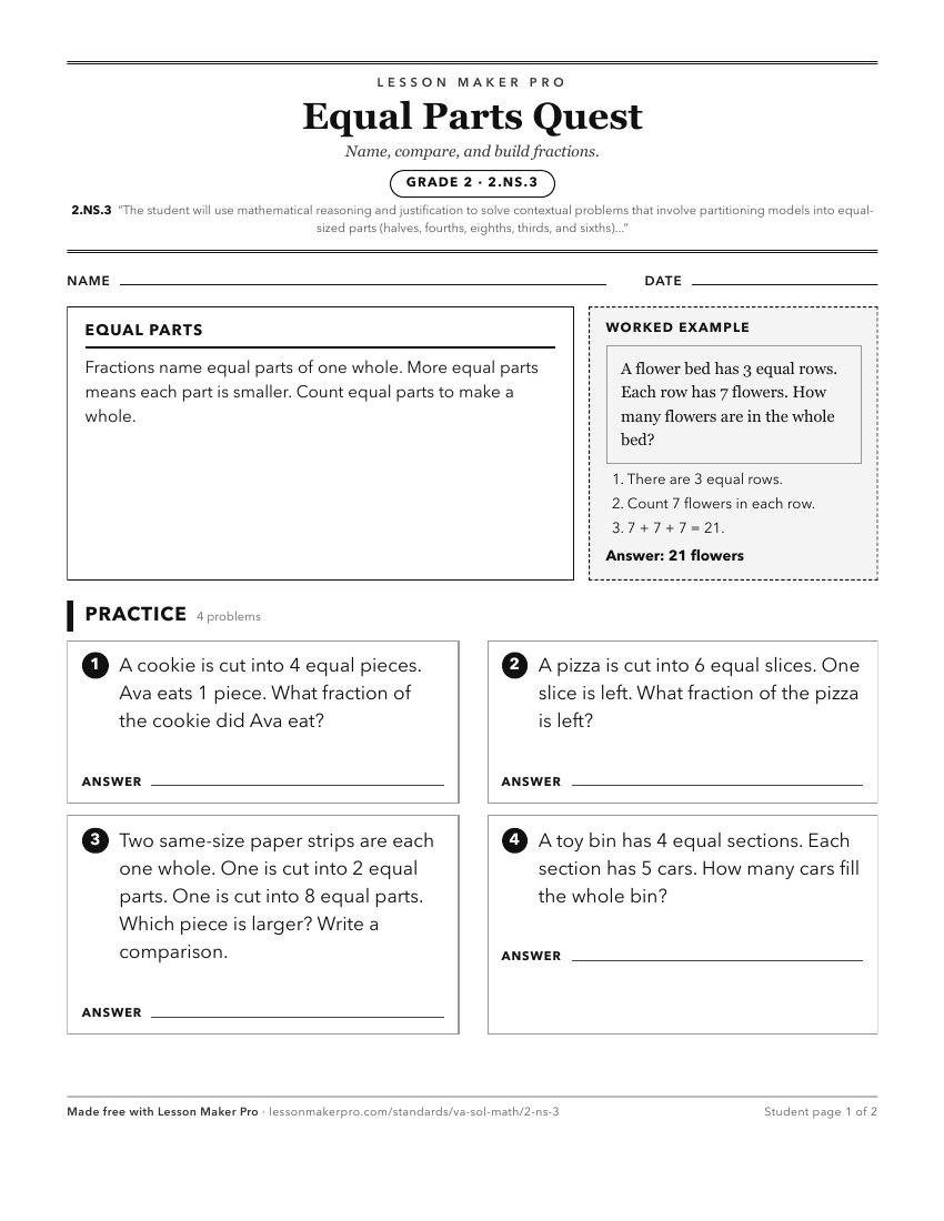 Preview of the 2.NS.3 printable worksheet
