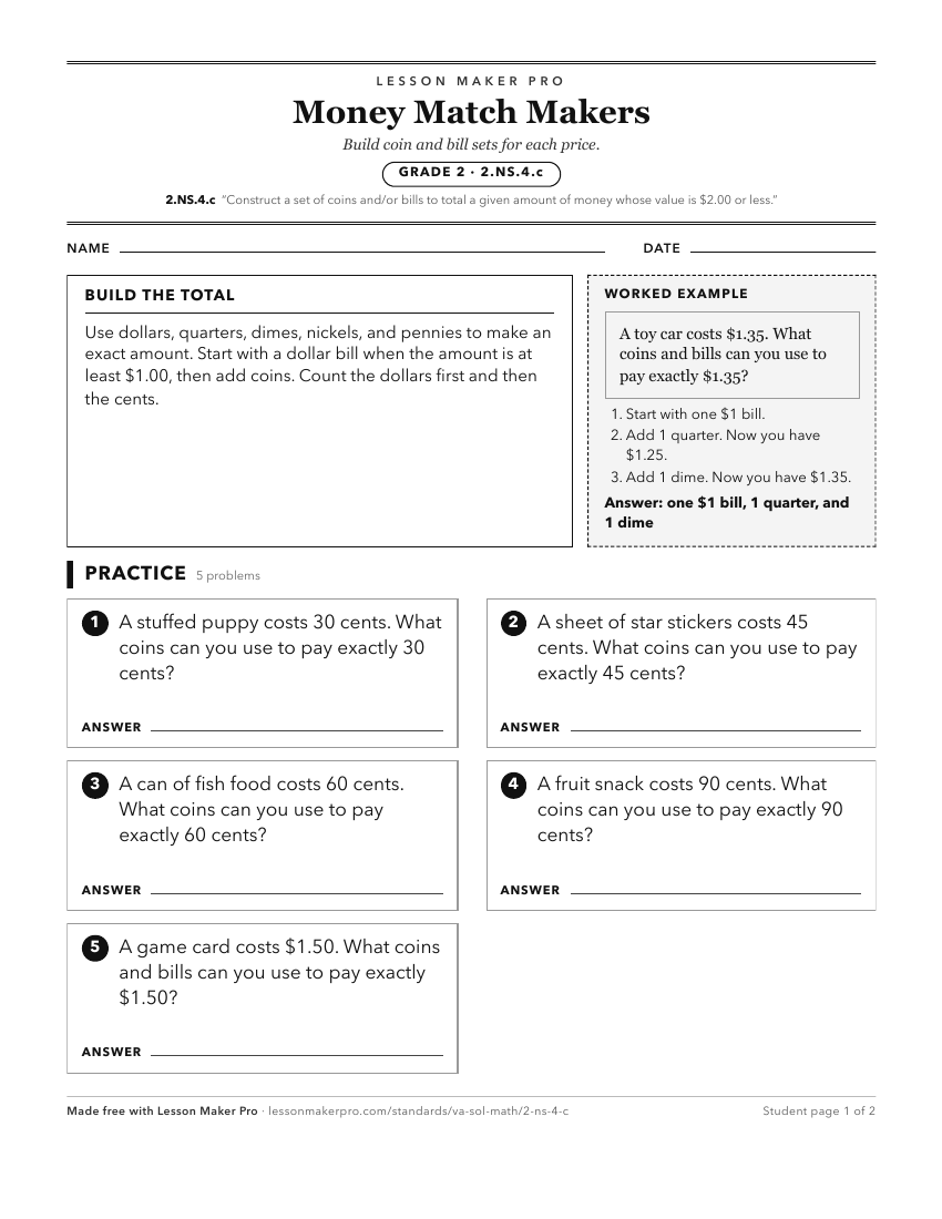 Preview of the 2.NS.4.c printable worksheet