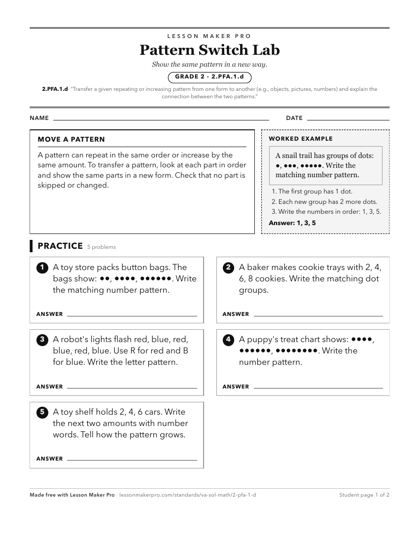 Preview of the 2.PFA.1.d printable worksheet