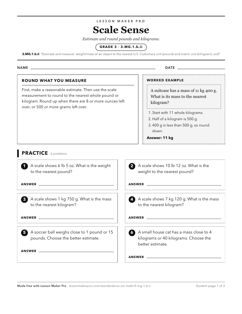 Preview of the 3.MG.1.b.ii printable worksheet