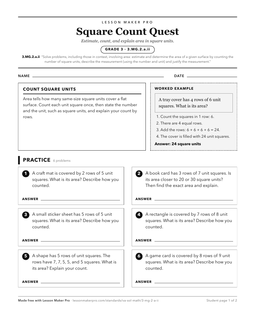 Preview of the 3.MG.2.a.ii printable worksheet