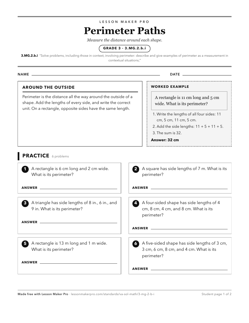 Preview of the 3.MG.2.b.i printable worksheet