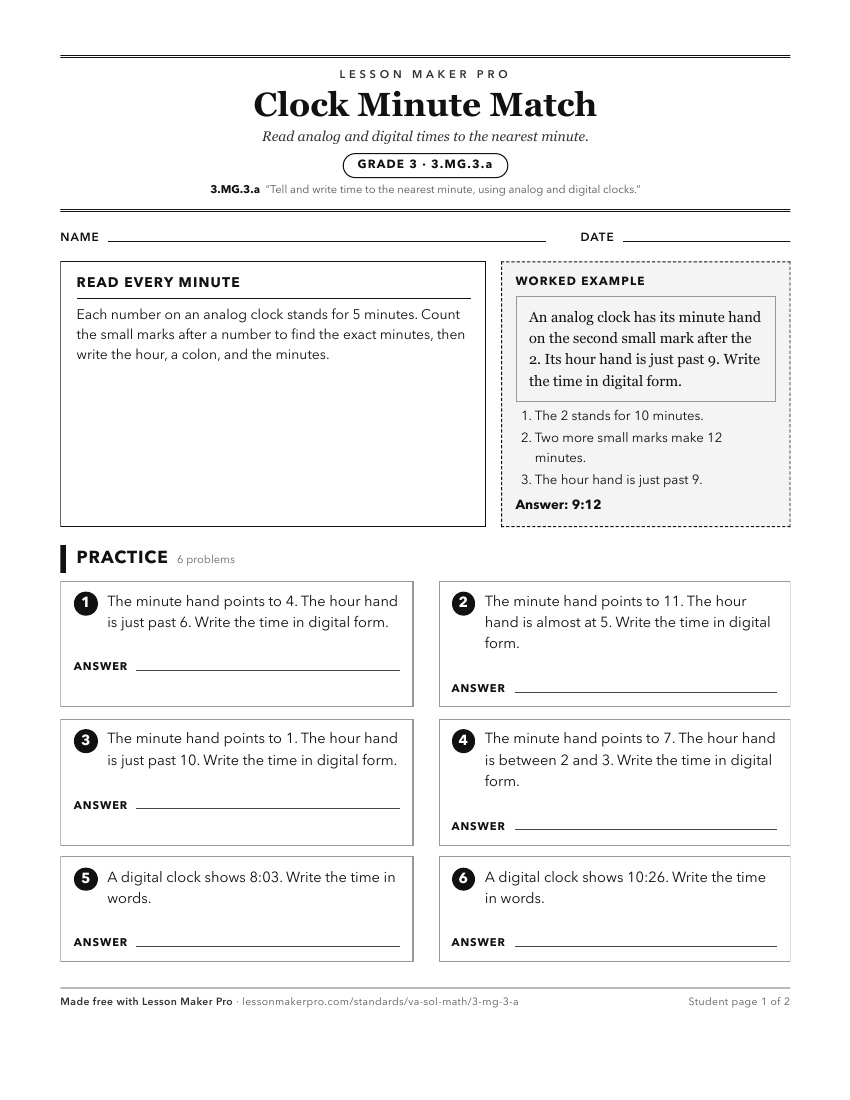 Preview of the 3.MG.3.a printable worksheet