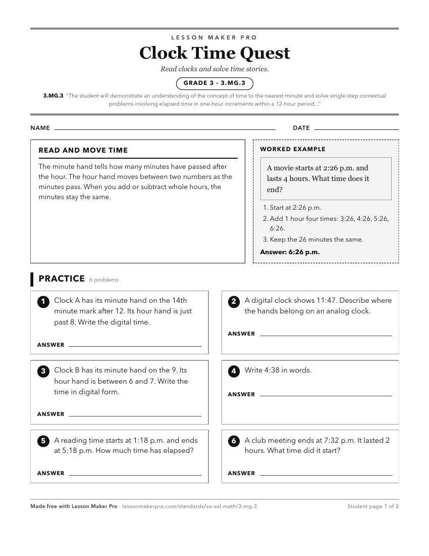 Preview of the 3.MG.3 printable worksheet