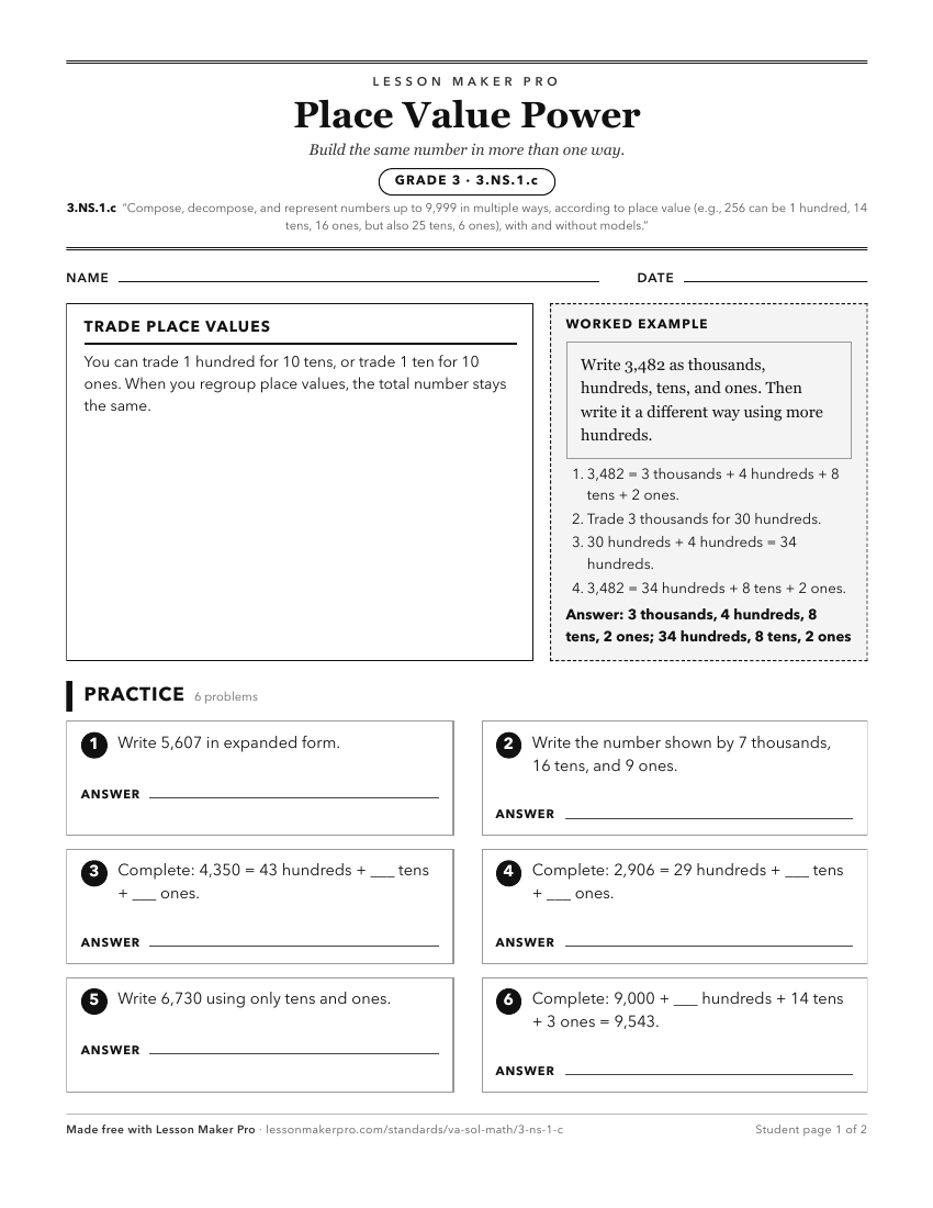 Preview of the 3.NS.1.c printable worksheet