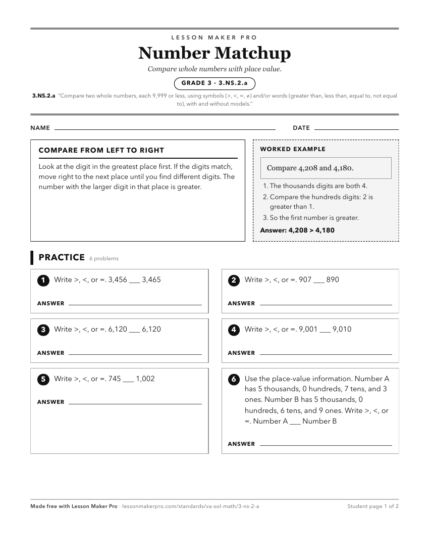 Preview of the 3.NS.2.a printable worksheet