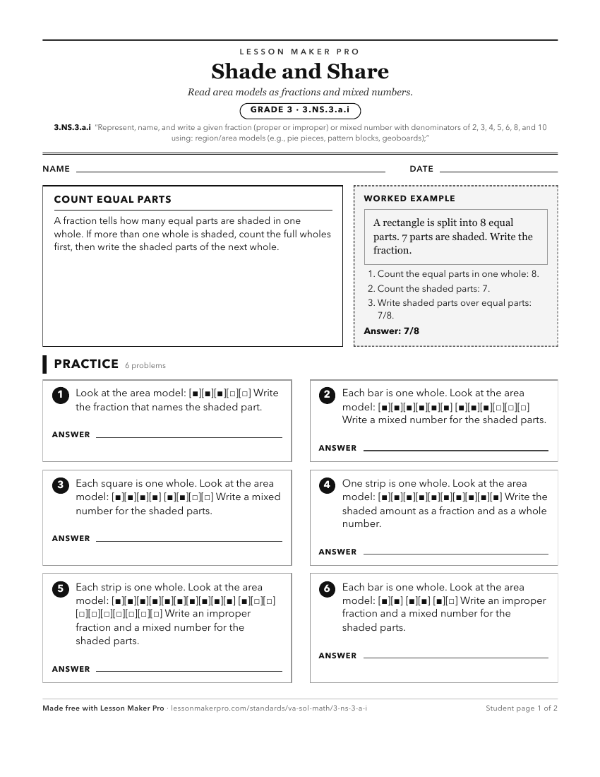 Preview of the 3.NS.3.a.i printable worksheet