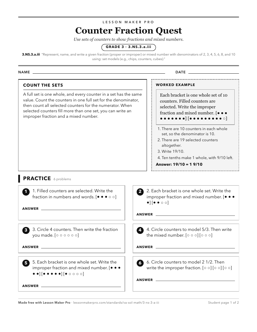 Preview of the 3.NS.3.a.iii printable worksheet