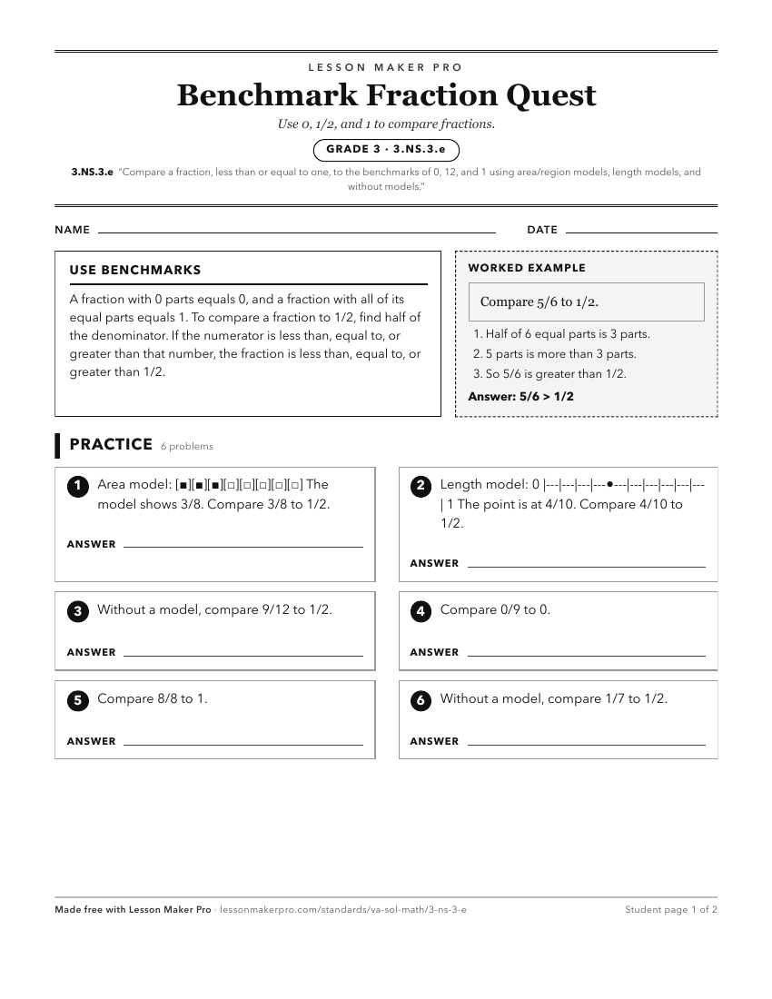 Preview of the 3.NS.3.e printable worksheet