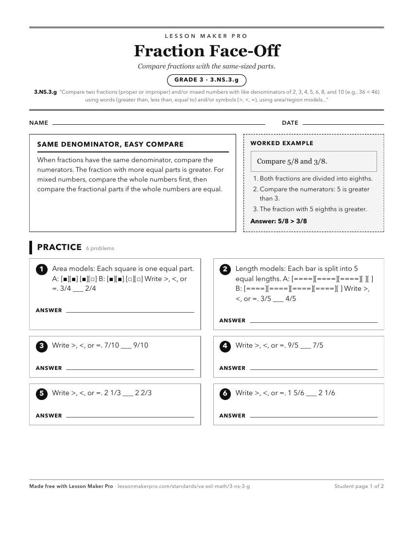 Preview of the 3.NS.3.g printable worksheet