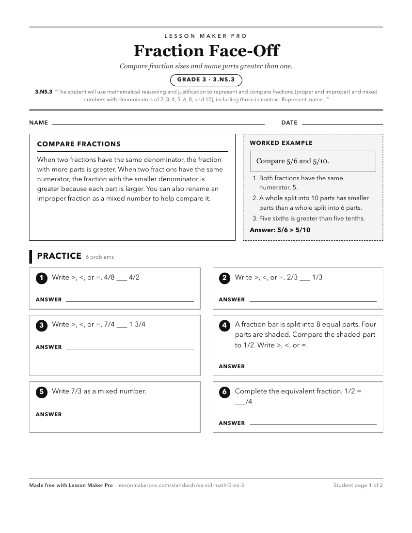 Preview of the 3.NS.3 printable worksheet