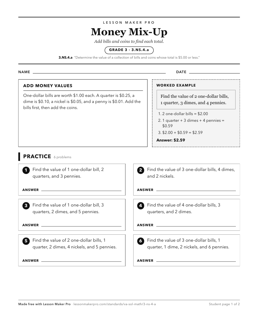 Preview of the 3.NS.4.a printable worksheet