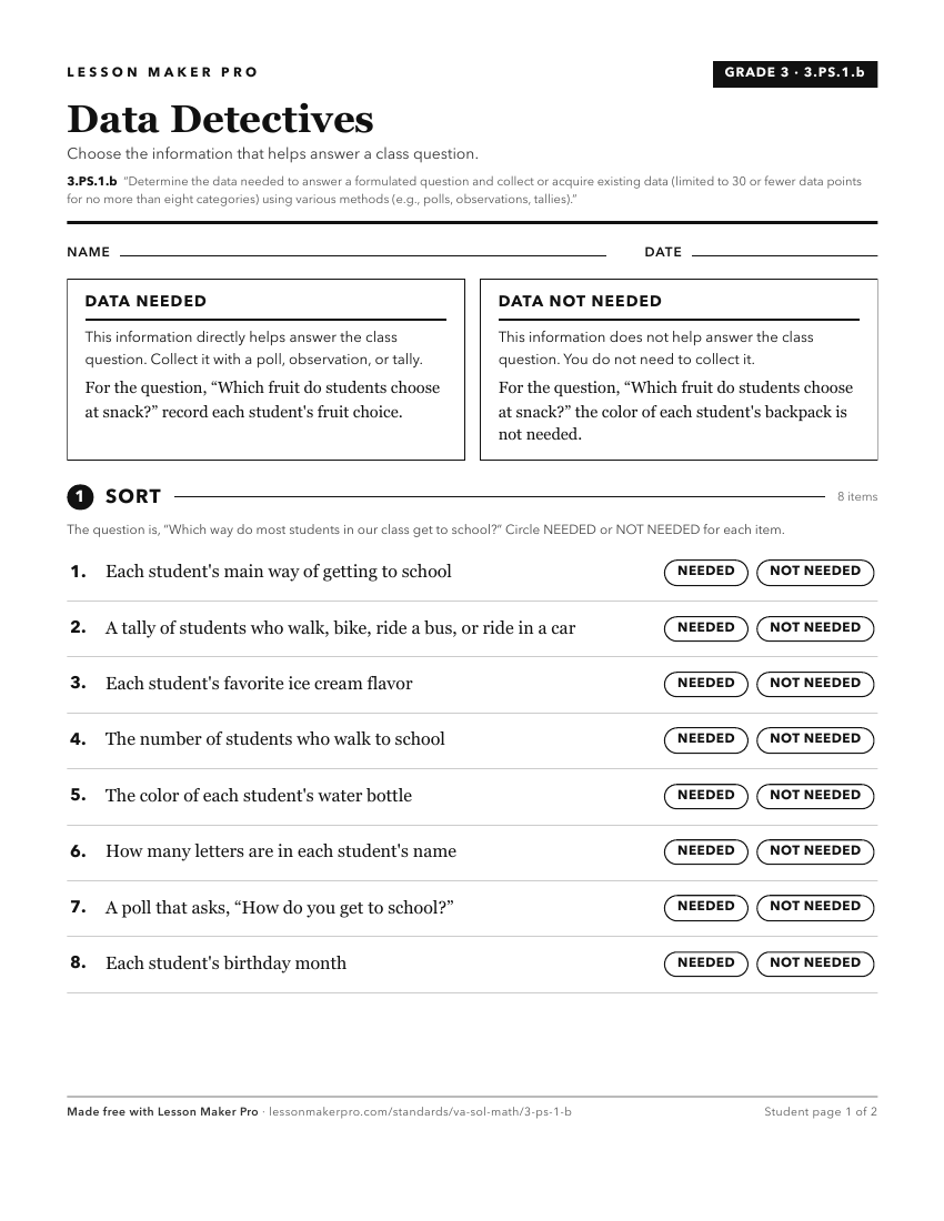 Preview of the 3.PS.1.b printable worksheet