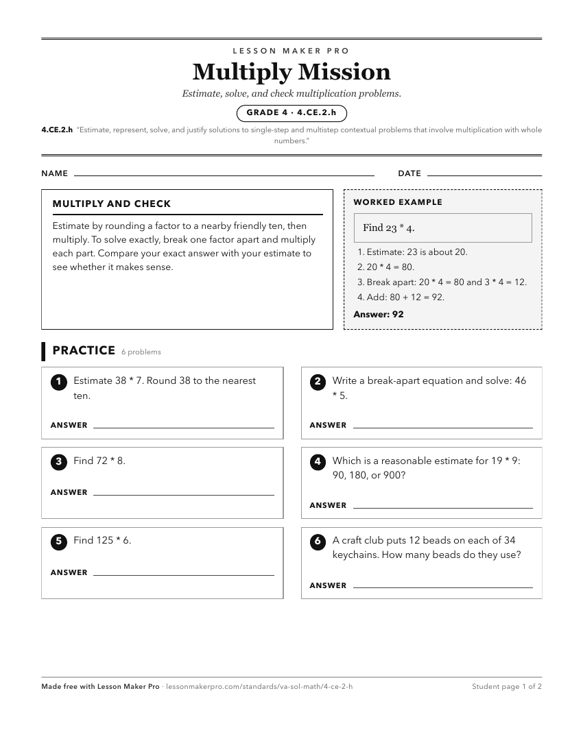 Preview of the 4.CE.2.h printable worksheet