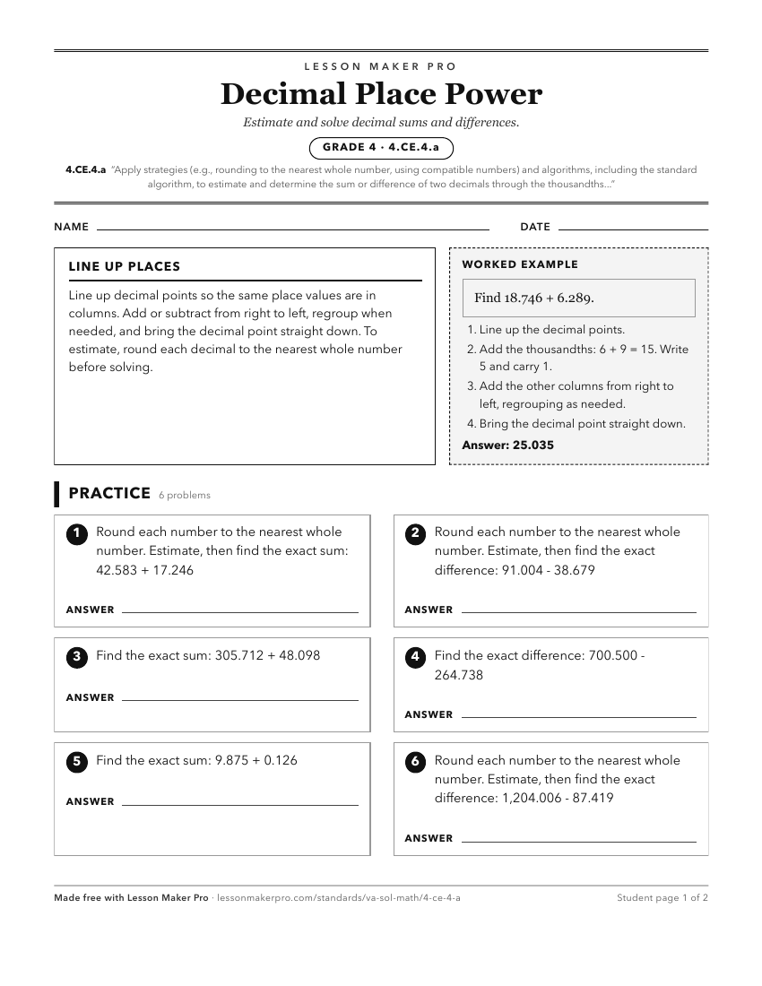 Preview of the 4.CE.4.a printable worksheet