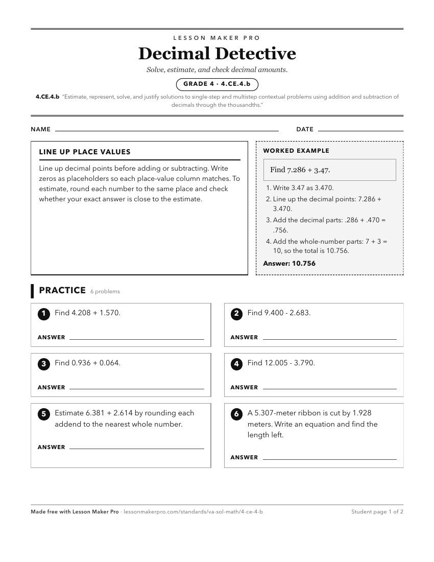 Preview of the 4.CE.4.b printable worksheet