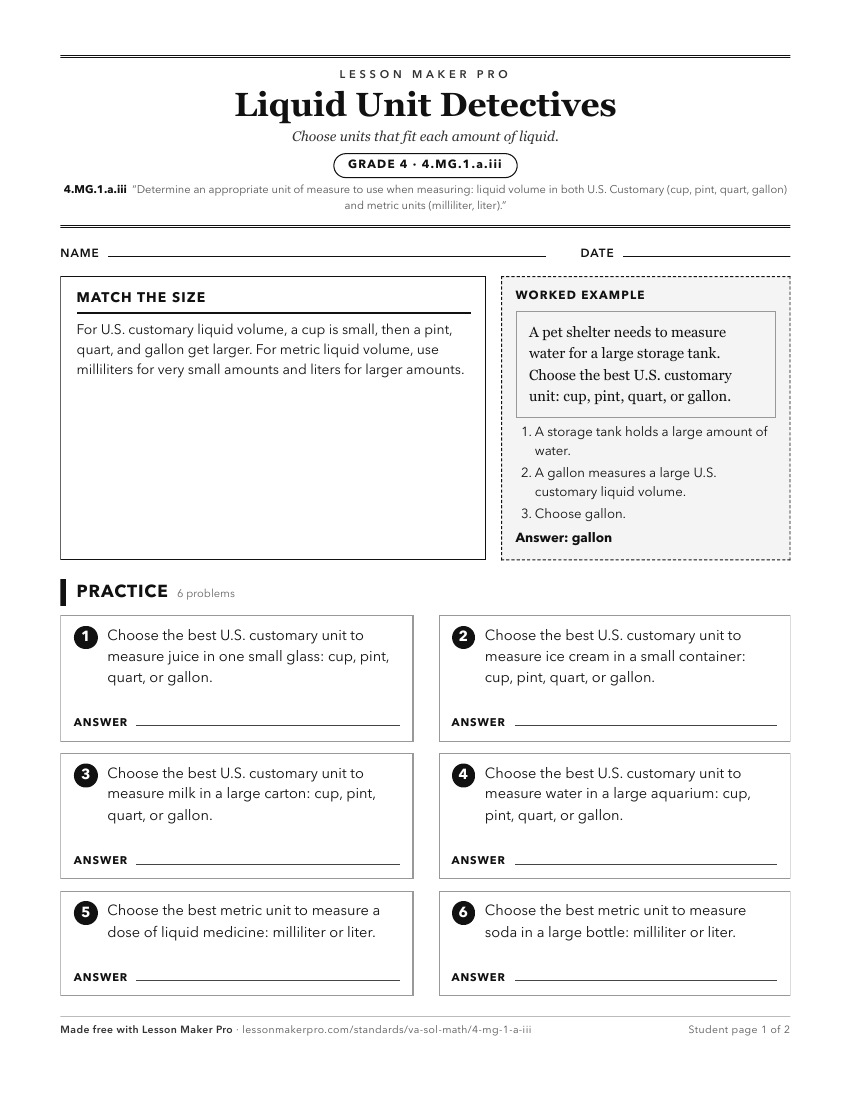 Preview of the 4.MG.1.a.iii printable worksheet