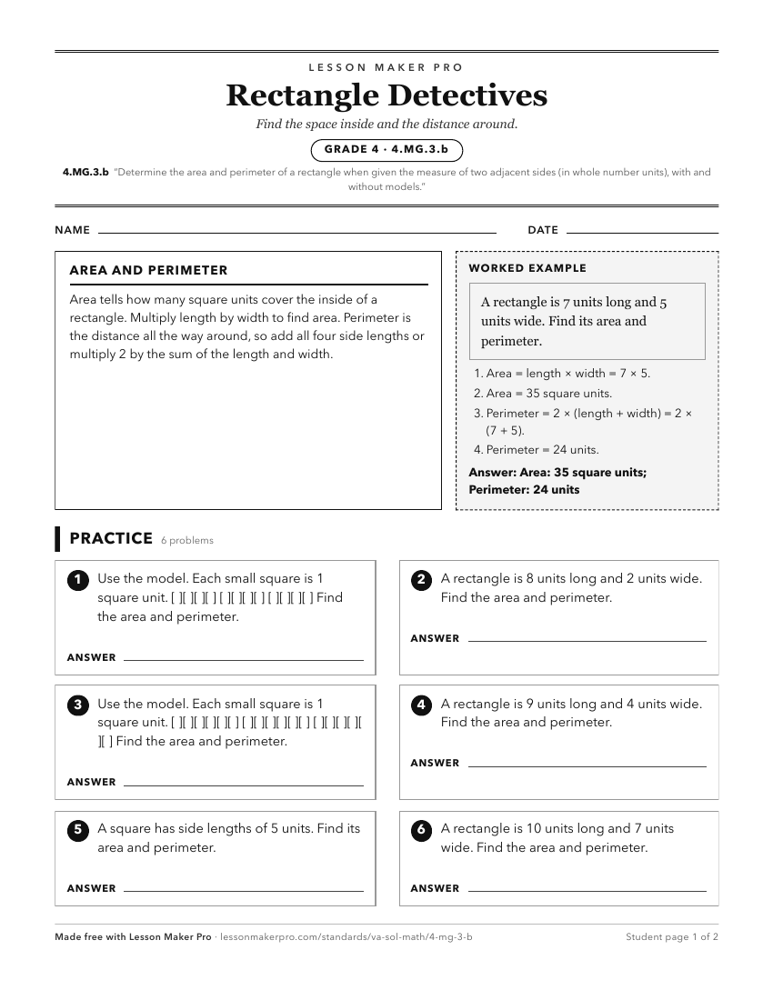 Preview of the 4.MG.3.b printable worksheet