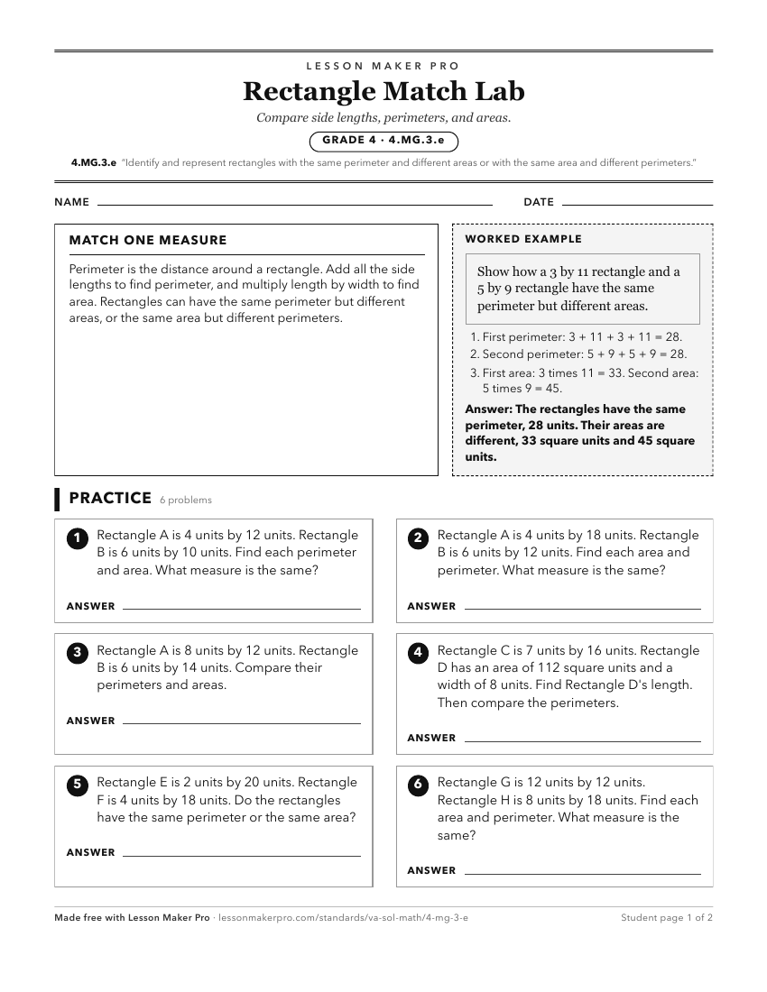 Preview of the 4.MG.3.e printable worksheet