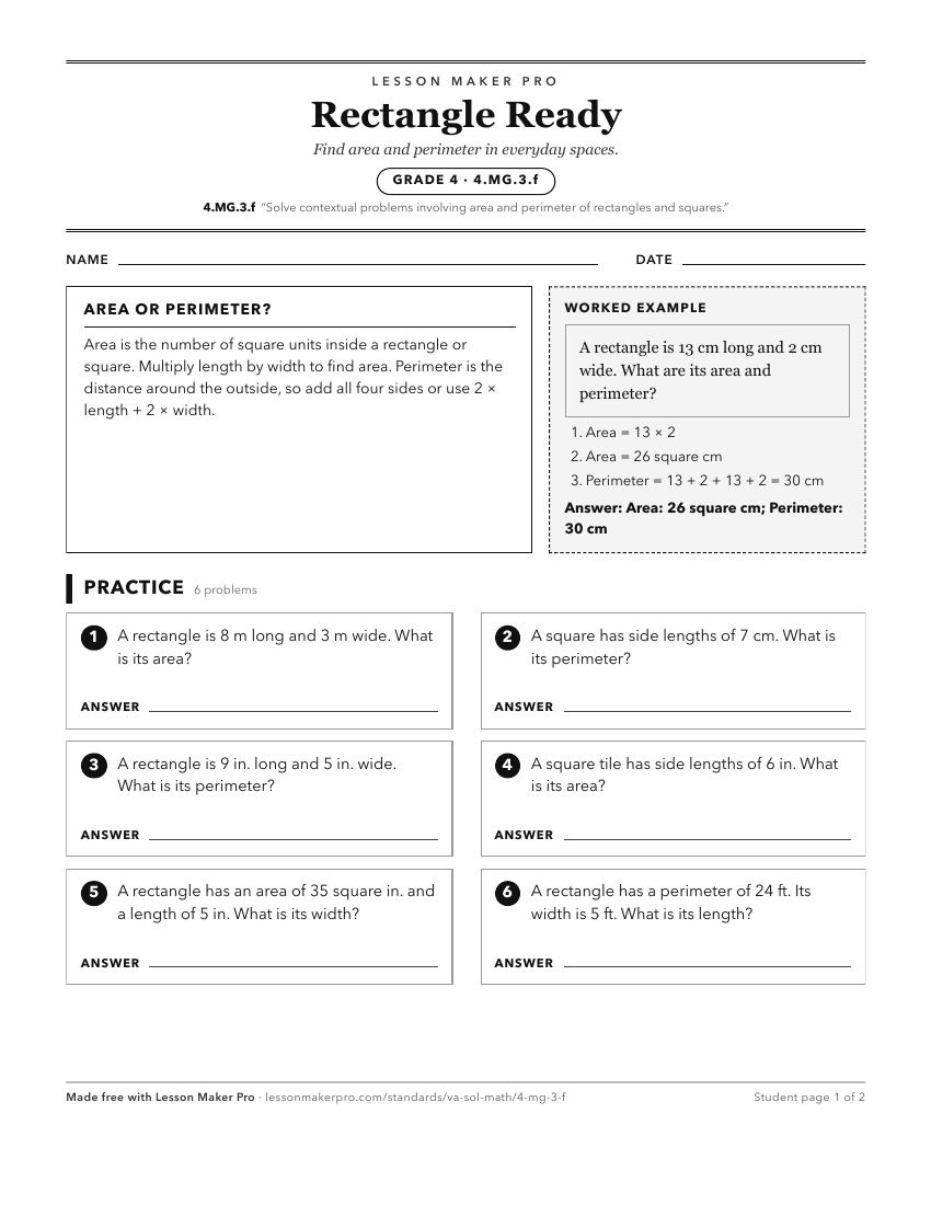 Preview of the 4.MG.3.f printable worksheet