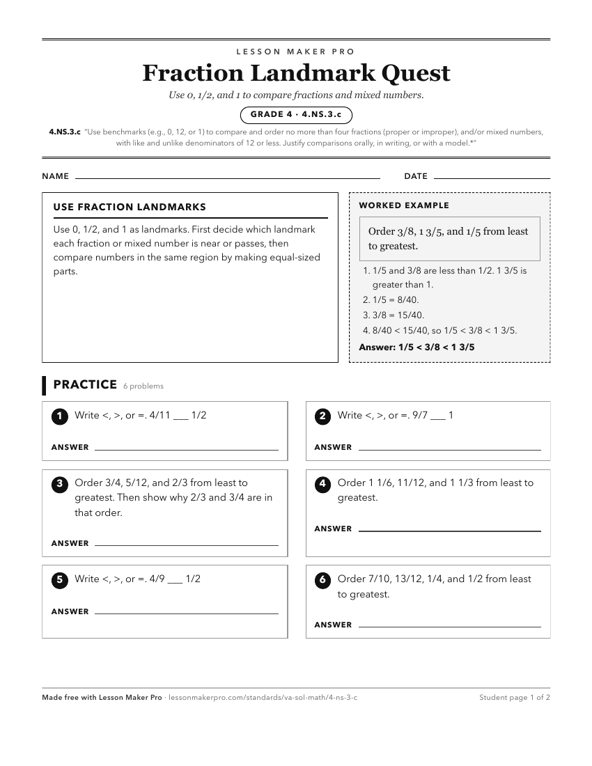 Preview of the 4.NS.3.c printable worksheet