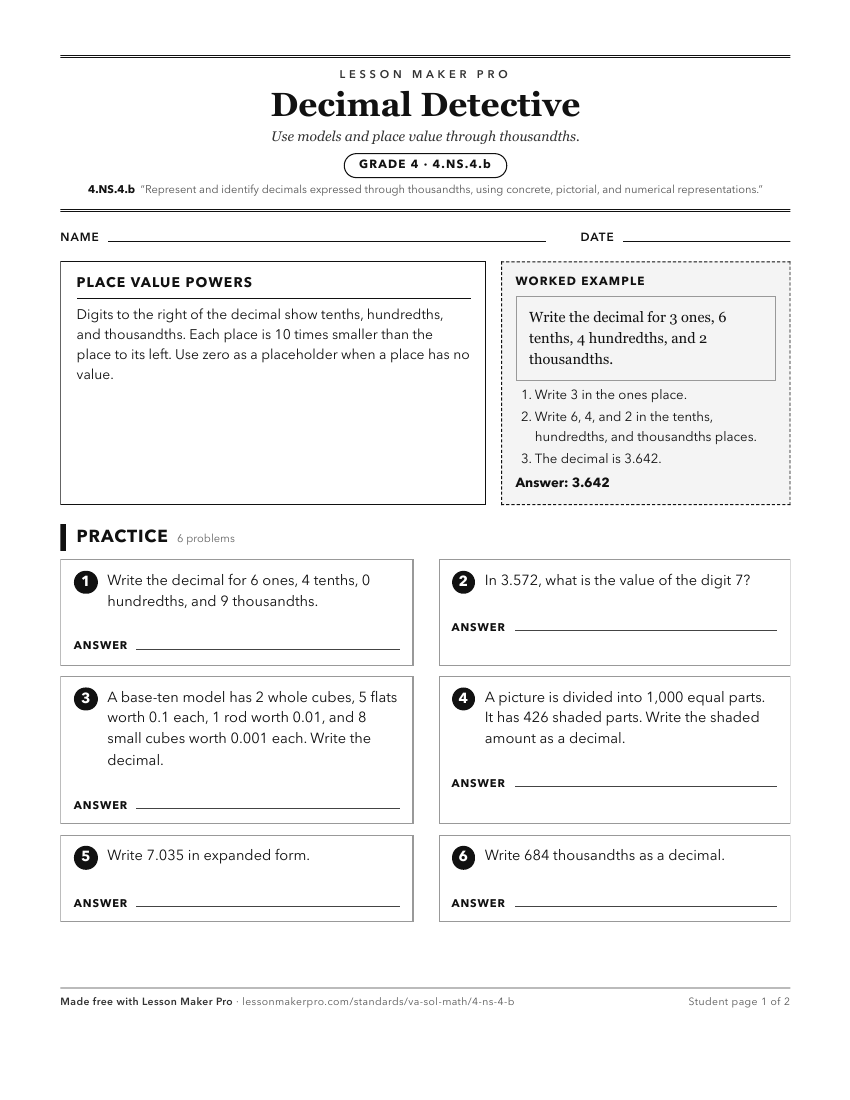 Preview of the 4.NS.4.b printable worksheet