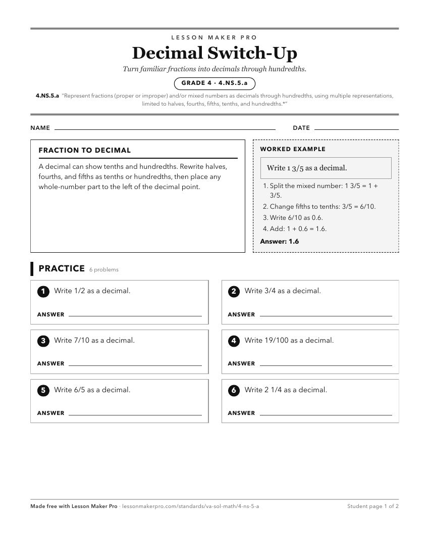Preview of the 4.NS.5.a printable worksheet
